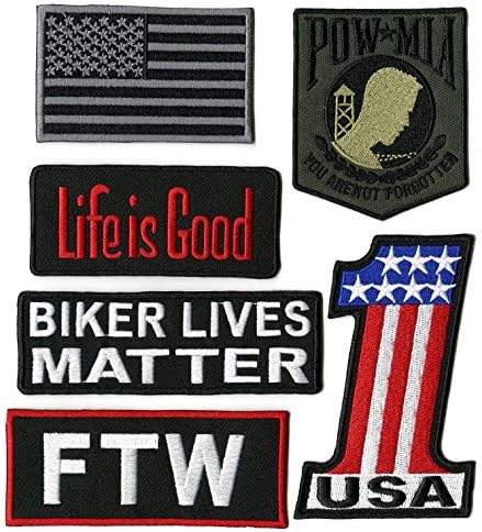 FTW Live para andar 15pc. Conjunto de patches | 1 American US Flag Skull Pow Mia Harley Club Pequenos patches iniciais de