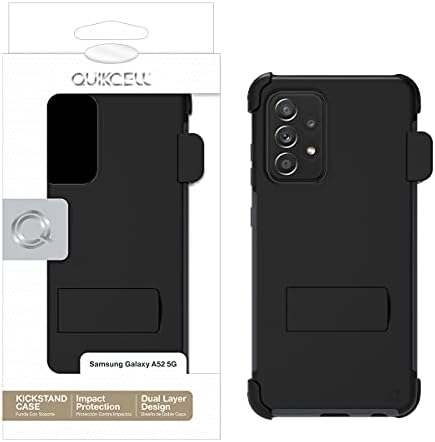 Quikcell Samsung Galaxy A52 5G Holster + Caso de camada dupla Kickstand - Black