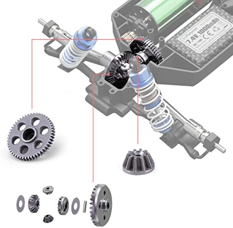 Haiboxing 1/16 de peças de reposição de carro RC Equipamento de esporão de metal e diff. Pinhões e diff. Engrenagens se aplicam