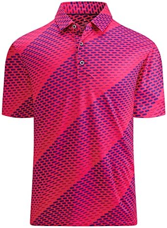Camisa de golfe samem masculina de manga curta performance de impressão de umidade wicking camisas polo de ajuste seco para homens