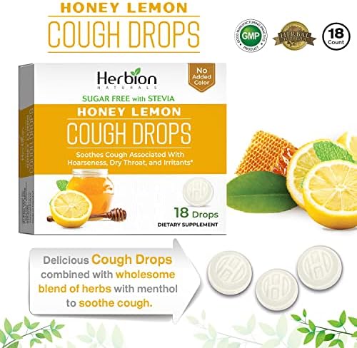 Herbion Naturals sem açúcar gotas com sabor natural de limão de mel, 18 gotas, anestesia oral - alivia a tosse, a
