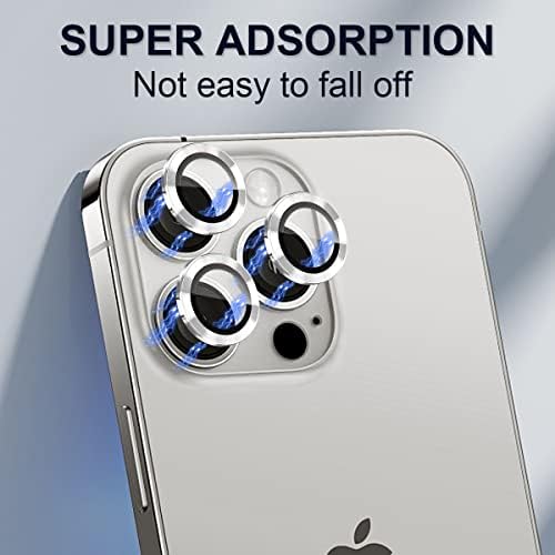 Protetor de lente da câmera TiUyao para iPhone 13 Pro 6.1 & iPhone 13 Pro Max 6.7, lente de câmera de vidro temperado Protetor de alumínio