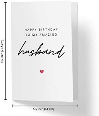 Karto doce cartão de aniversário para o marido, cartão de feliz aniversário para ele, um único cartão grande de 5,5 x 8,5,