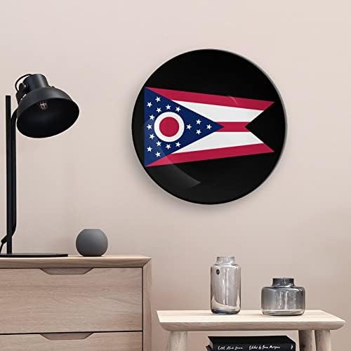 Placa decorativa de cerâmica pendurada na bandeira do estado de Ohio com exibição Presentes de casamento personalizados de aniversário