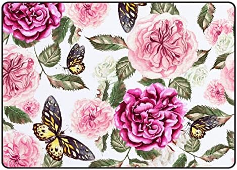 Rastrear o tapete interno Brincho Flores de tapete rosa e borboleta para a sala de estar quarto Educacional Berçário Tapete da