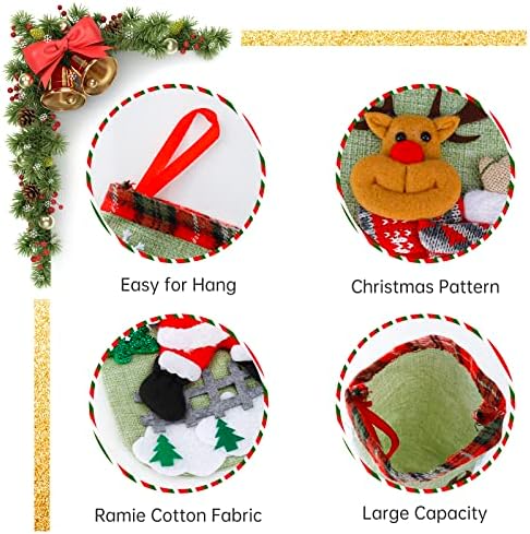 ACO-UINT 3 pacote meias de Natal, meias de 12,3 de Natal para lareira de decoração em casa, meias penduradas para a família,