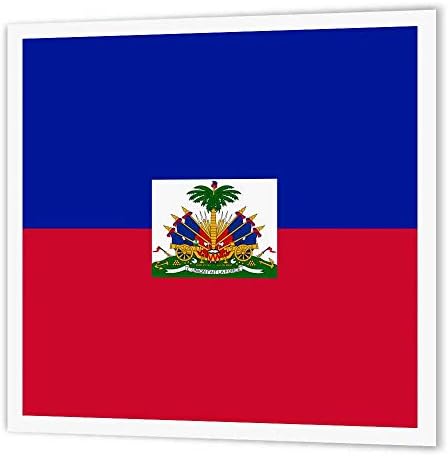 3drose ht_158327_1 Bandeira do Haiti Navy escuro azul e vermelho com brasão Haitian Bat of Arms