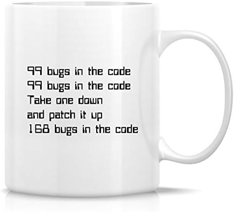 Retreez Funny Mug - 99 insetos no engenheiro de software de programador de código 11 Oz Canecas de café cerâmica - engraçado, sarcasmo, sarcástico, presentes de aniversário inspirados para amigos, colegas de trabalho, irmãos, pai, mãe