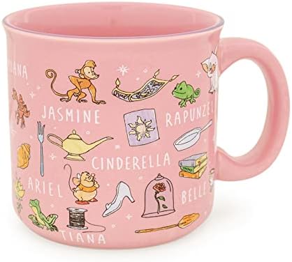 Ícones da Princesa da Disney caneca de campista de cerâmica | BPA Free Travel Coffee Cup para café expresso, cafeína,