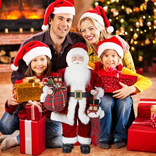 Decorações de Natal Uten, 24 Papai Noel, Decoração de figura de estatueta de Natal com meia de Natal e bolsa de presente para decoração