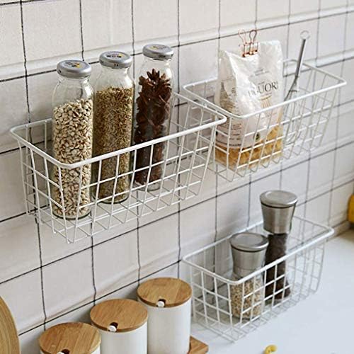 Xjjzs parede montada na parede pendurada cesta rack de cozinha de cozinha xícara de copo de armazenamento cesto de banheiro banheiro dormitório cesta de armazenamento de cabeceira