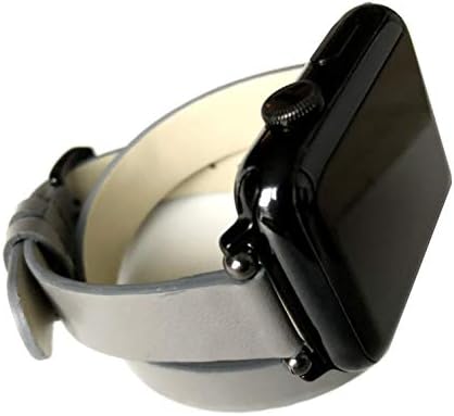 Nickston cinza dupla banda de couro compatível com Apple Watch Ultra 8 7 6 SE 5 4 3 2 1 série 38mm 40mm 41mm 42mm 44mm 45mm 49mm Strap