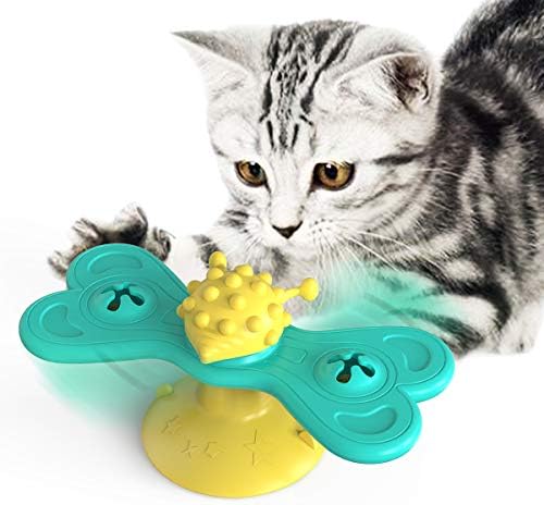 Cat Windmill Spinner Toy Shape Butterfly para gatos internos com o design de xícara de xícara de moinho de vento incluía pincel de