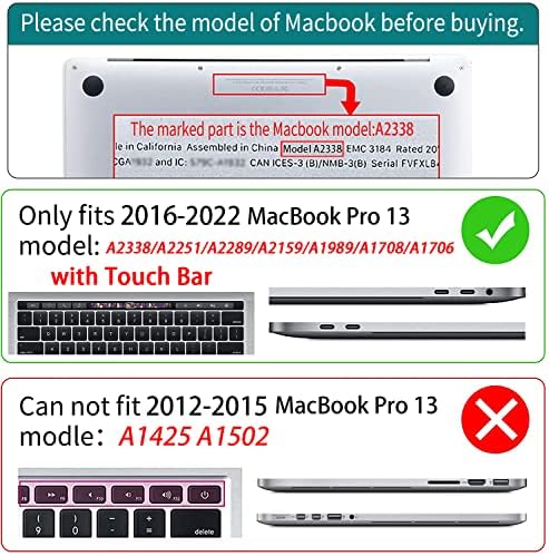 Teryeefi Compatível com MacBook Pro 13 polegadas Caso 2020 2021 2022 -2019 Modelo M1 e M2 A2338 A2251 A2289, capa