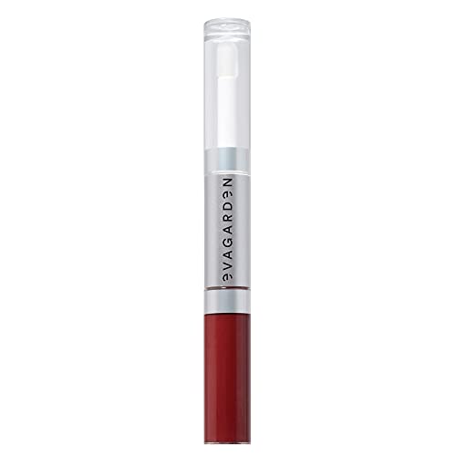 Evagarden Ultra Lipstick Lasting - Com brilho hidratante - desgaste longo, adesão perfeita e difusão de cores - secagem rápida e efeito não transferido - acabamento não pesado - 717 Vermelho Crimson - 0,13 oz