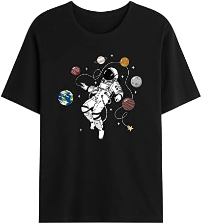 Homens de mangas curtas camisetas adolescentes espacial planeta impressão o-pescoço diário camise