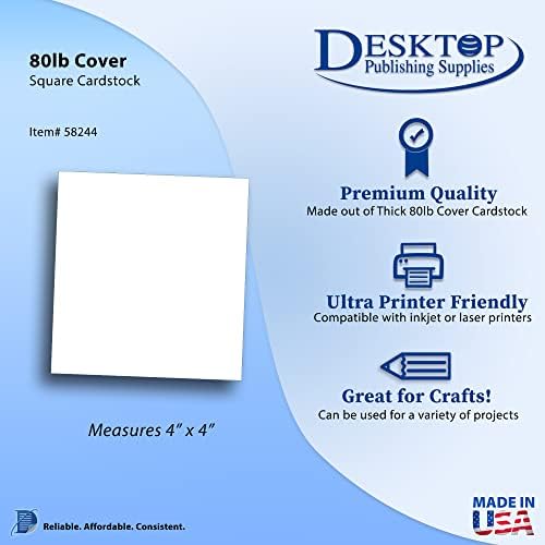 White Cardstock Squares - Papel de estoque de cartão quadrado - Capa de 80 lb grossa - para reabastecimento de arte, scrapbooking, convites e artesanato