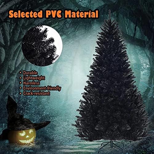Zlxdp 7,5 pés articulados árvores de Natal de Halloween de Halloween com suporte de metal preto
