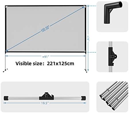 Tela do projetor portátil PDGJG ao ar livre com tela de suporte de suporte 100 polegadas 16: 9 4K HD 3D Tela de projeção dobrável rápido