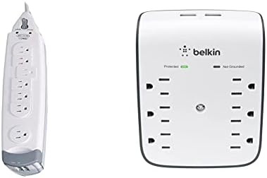 Belkin F9H700-06 7 Outlet Surgemaster Series Power Strip Surge Protector com cabo de alimentação de 6 pés, 785 Joules, branco