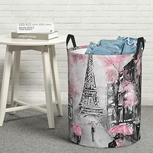 Pintura a óleo Torre Eiffel Tower moderna casal imprimindo cesto de lavanderia grande com maçane