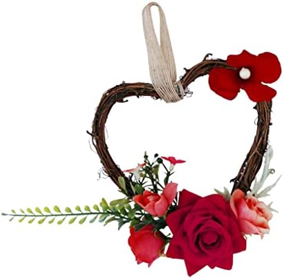 Sdfgh Heart Wreath Rattan Flowers Artificial Roses de seda guirlandas adornadas com