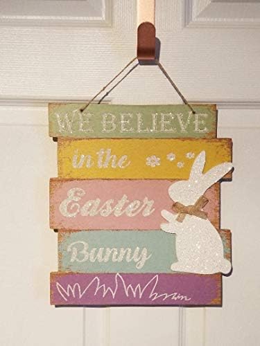Glitter, acreditamos no coelho da Páscoa com tema de penduramento na parede da porta