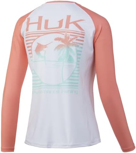 Huk Mulher Cabeçalho Duplo Manga Longa | Camisa de pesca protetor solar