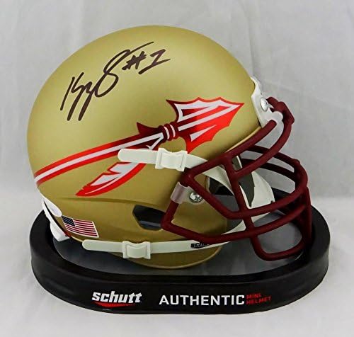 Kelvin Benjamin assinou FL State Alt Gold Schutt Mini capacete -JSA W Auth *Black - Mini capacetes da faculdade autografada