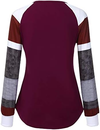 Blusa para mulheres de manga comprida Kimloog Moda feminina casual Manga longa Livra de colorido bloco de camisetas colorido Tops Blouse