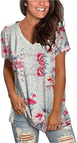 Tamas de manga curta de verão feminino Tops Casual Casual Casual Camisetas de Feather Print