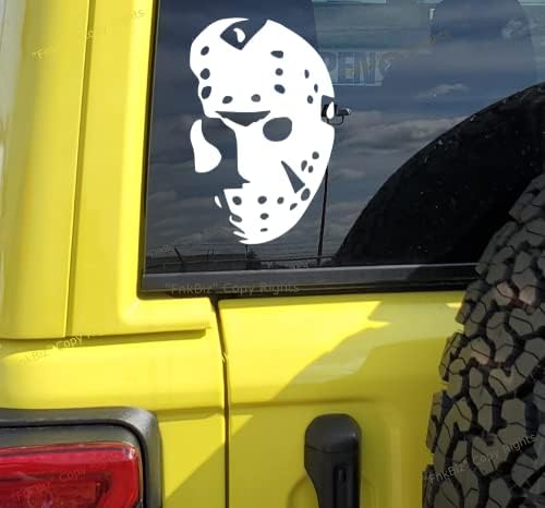 Decalques Jason para janela do carro, adesivos de filmes de terror de Halloween Decalque de vinil para carros caminhões Vans SUVs Windows Windows Laptops | Branco | 5,5 polegadas |