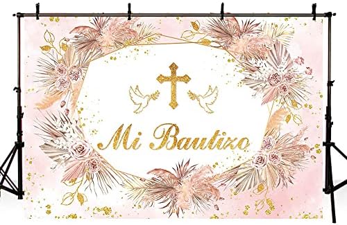 Aibiin 7x5ft boho mi bautizo cenário mexicano Baptismo decorações de Deus abençoe a menina primeiro comunhão banner