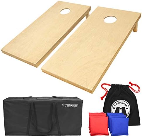 Gosports Solid Wood Premium Cornhole Conjunto - Escolha entre 4 pés x 2 pés ou 3 pés x 2 pés de jogo, inclui conjunto de 8 sacos de arremesso de buraco de milho