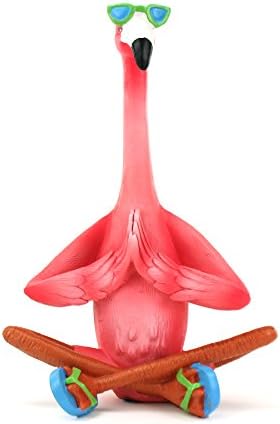 WonderMolly Coleção costeira Yoga rosa flamingo com óculos de sol, ornamentos engraçados, decoração de jardim