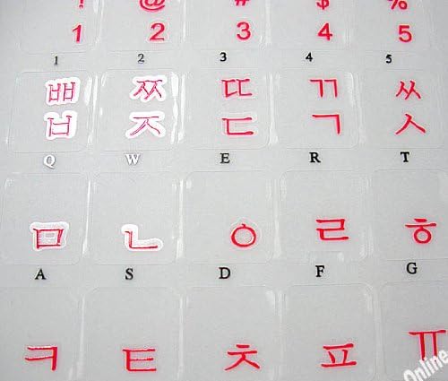 Adesivos de teclado coreanos com fundo transparente com letras vermelhas para laptops de computador desktop