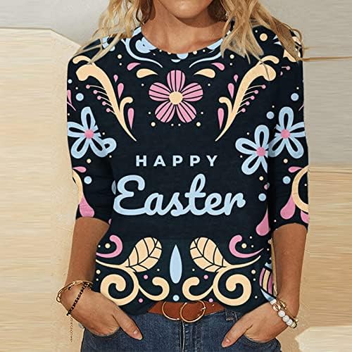 Feliz Camisas de Páscoa para mulheres fofas coelhistas florais camisetas estampadas de páscoa camiseta de páscoa casual camisetas top
