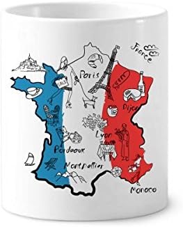 Mapa Cidade da França Landmark Bandeira Nacional da escova de dentes caneta caneca caneca stand stand copo lápis