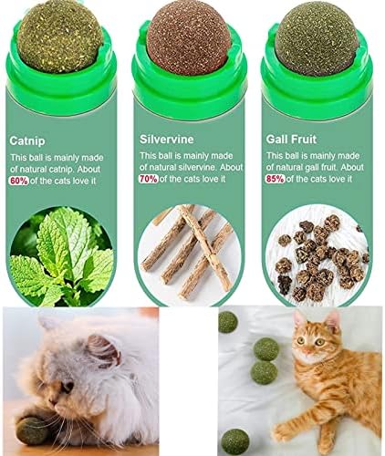 Bola de catnip dllukmm para parede de gatos, brinquedos de gatinhos comestíveis para gatos lamber, o gato mordeu o brinquedo da parede e lambeu o gato de gato de gato de dentes de lanche limpando brinquedos de gatos dentários 3 sabores diferentes （3pcs)