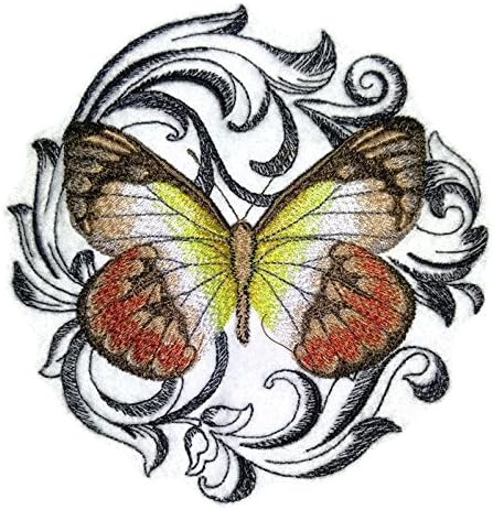 BeyondVision Custom and exclusivo Amazing Butterflies coloridas [Scarlet Jezebel com barroco] Ferro bordado On/Sew Patch