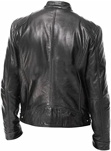 Jaqueta de couro falsa de couro falso de camisa de motocicleta vintage casaco de colarinho retro PU Stand com bolsos com zíper