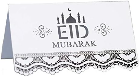 100 peças Eid Mubarak Festival Muslim Place Cartão Ramadan Hollow Out Floral Lace Table Card de convite Islâmico Decoração