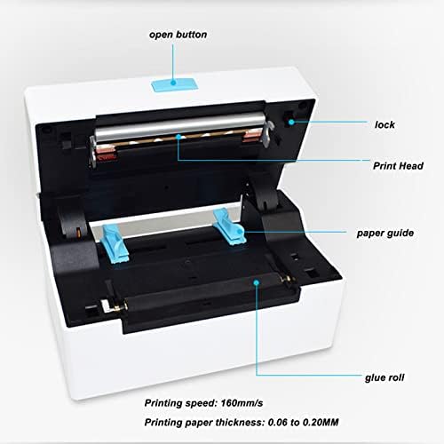 Impressora de etiqueta térmica Luqeeg, impressora de etiqueta de desktop de alta resolução de 203dpi com caixa de suporte externa, instalação fácil, impressão rápida de 160 mm/s, impressora de recibo eletrônica para escritório móvel