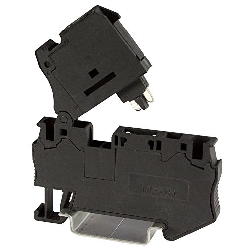 ASI ASI421040 DIN Terminal Rail Fuse Terminal Block, grampo de mola, 24 a 10 AWG, indicação de 24 VCC, 5 mm x 20 mm fusível,