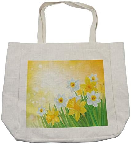 Bolsa de compras de Ambesonne Daffodil, narcisos de narcisos de narcisos e novos saco reutilizáveis ​​e ecologicamente