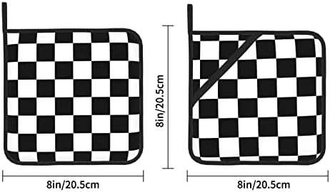 Conjunto de porta -bandeira de bandeira quadriculada de corrida branca preta, suporte para calor de panela 2, usado para