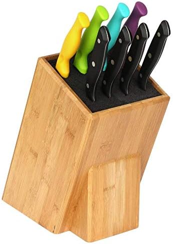 Mantello Faca Block- Universal Knife Holder- Bamboo Wood, porta-faca de cozinha, armazenamento extra de facas, bloco de faca universal,
