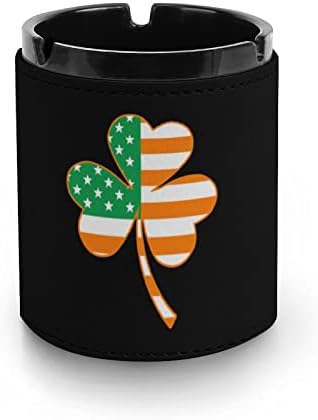 Irlanda American Clover Flag Leather Ashtray Cigarreting Holder Cup para carro Home Office Indoor Outdoor 3,1 x 4