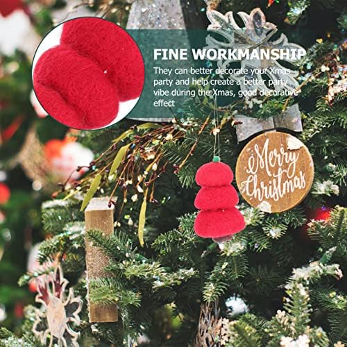 Cabilock Home Decor Decoração de lã de natal Pingentes de ornamento de lã: Verde Red Felt Pine Tree 6pcs Mini árvore de Natal