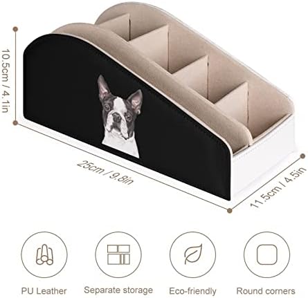 Boston Boston Terrier Dog Remote Control titular PU Caixa de armazenamento de couro para casa Desktop